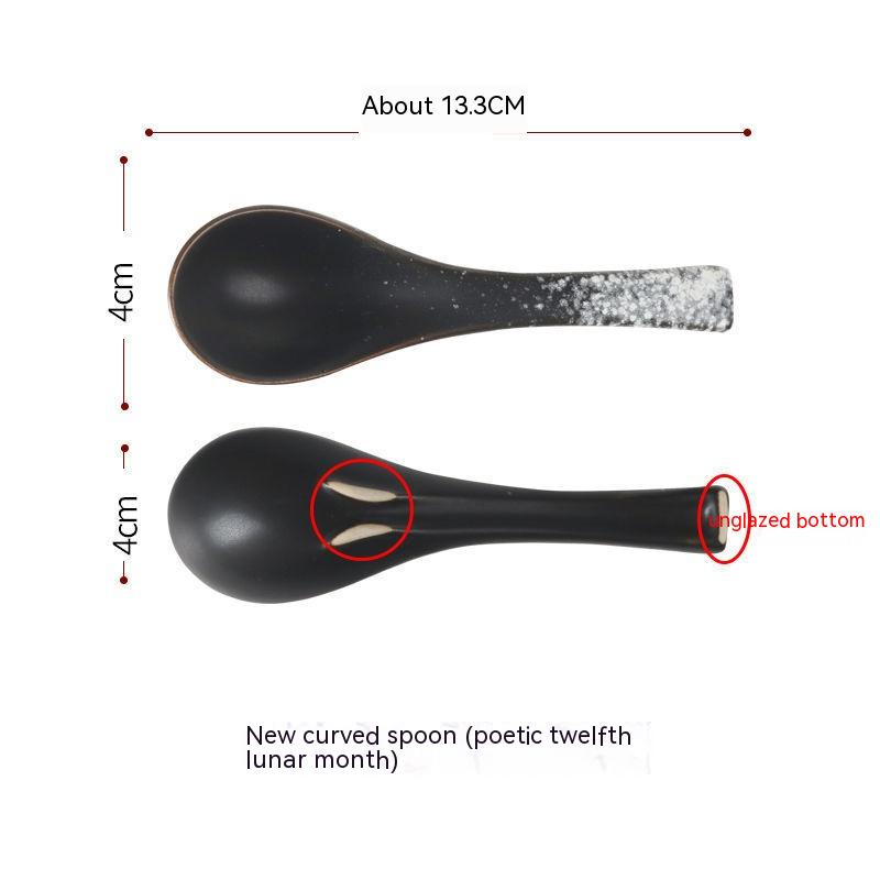 Ceramic Ramen Instant Noodles Bent Spoon