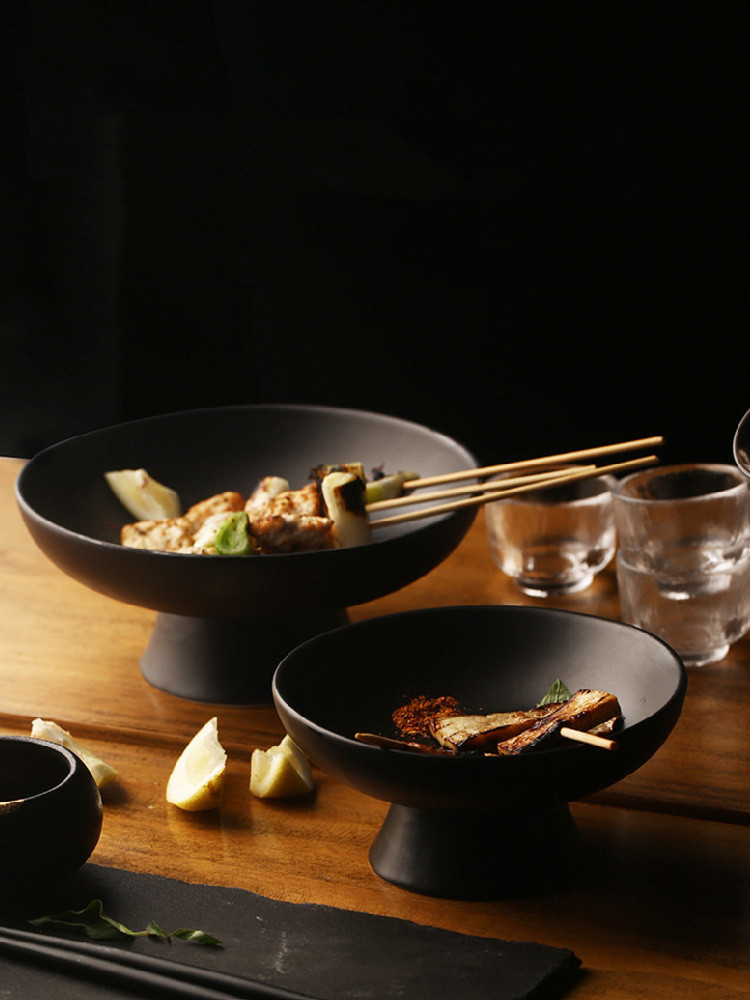 Creative Japanese-style Ceramic High-leg Dish For Household Snack Tray