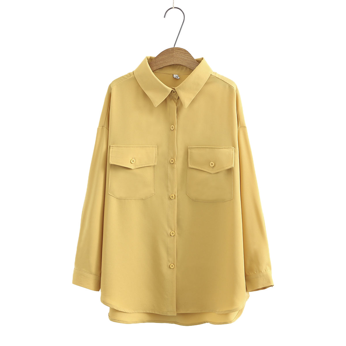 Title 7, Simple Solid Color Long-sleeved Shirt With Two ...