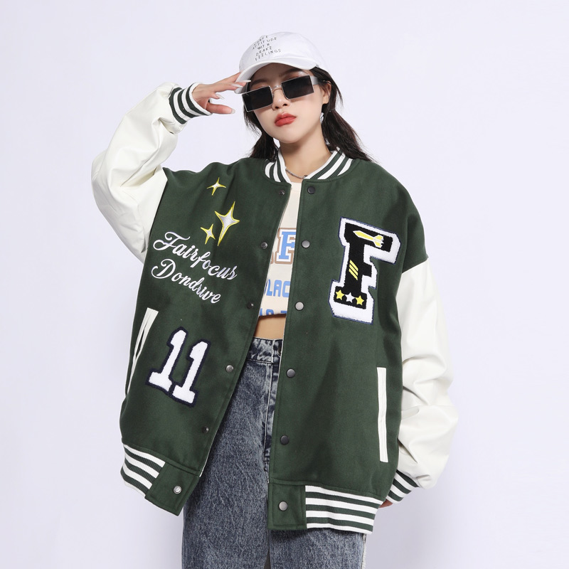 American Vintage Flocking Embroidered Patchwork Loose Jacket