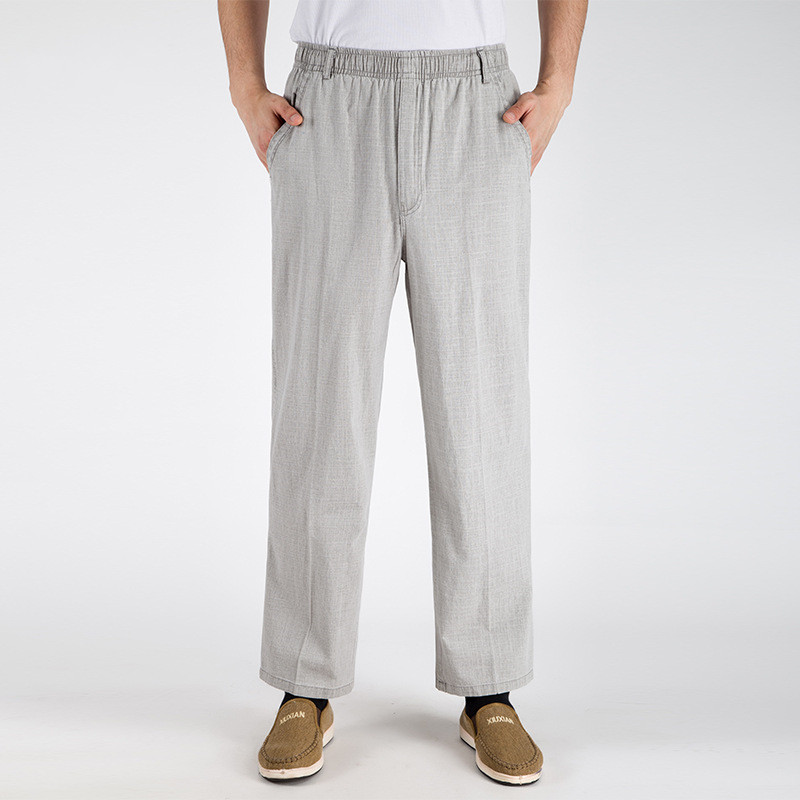 Title 4, Pantalon en lin fin pour homme, ample, taille h...