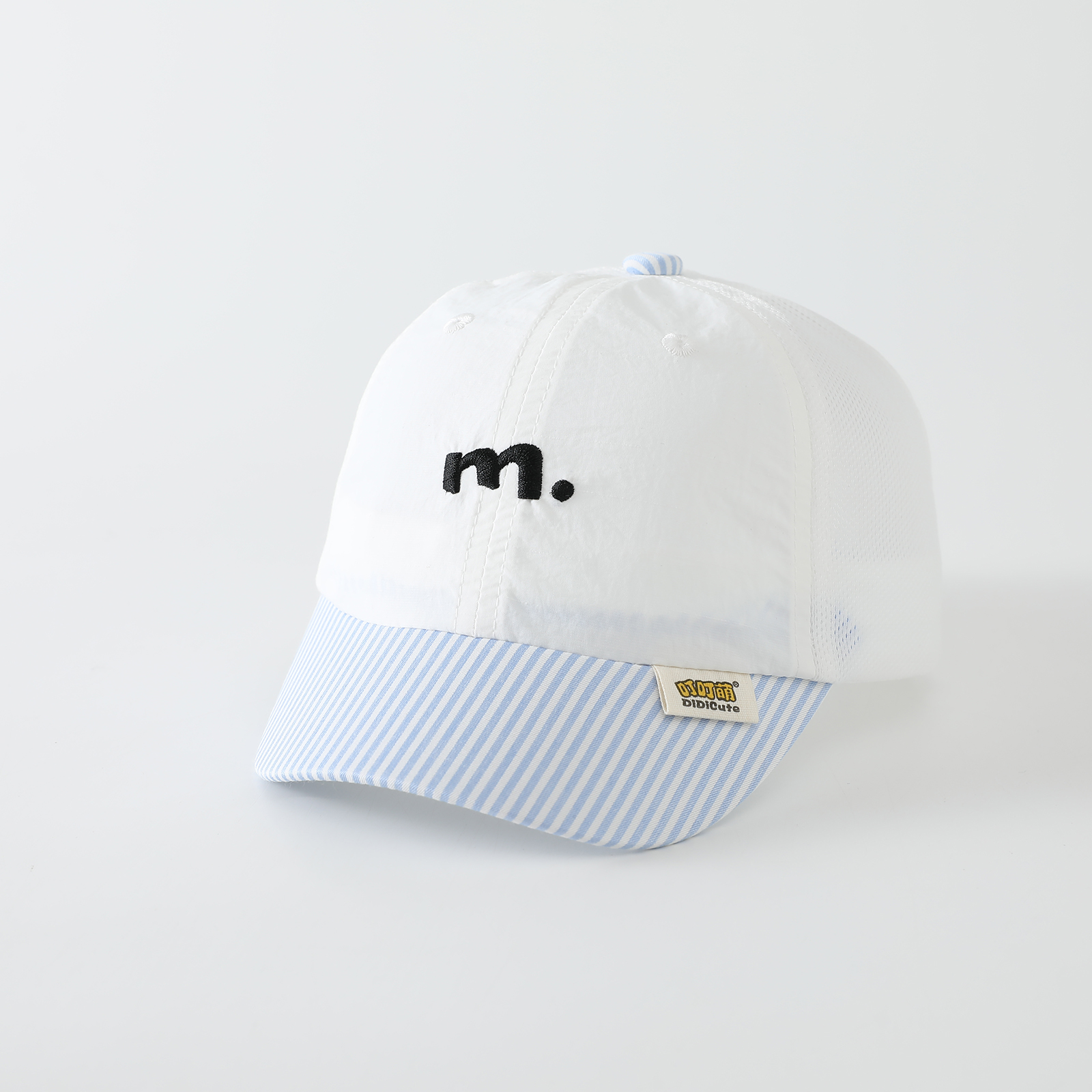 Summer Boys And Girls' Mesh Baseball Cap With Simple Letter  Embroidery And Striped Brim, Perfect For Outdoor Outings And Versatile For Various Occasions.