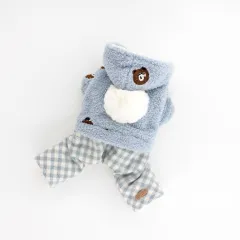 Dog Clothes Pet Plush Warm Quadruped - Blue - View 1
