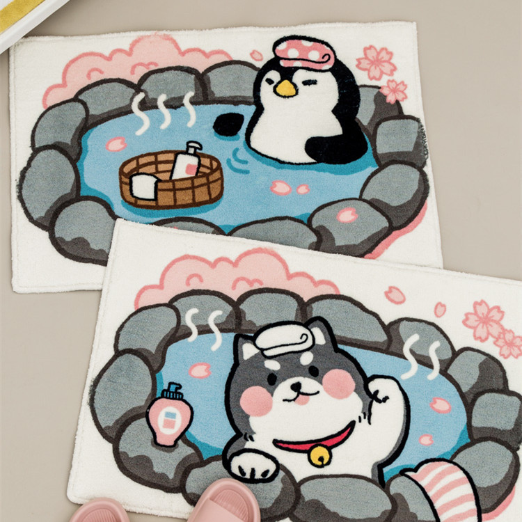 Cute Animal Bathroom Door Absorbent Plush Mat