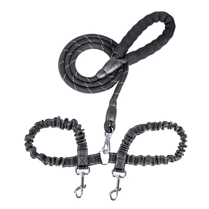 Dogs with One Tow Two Leashes Pets Double Heads