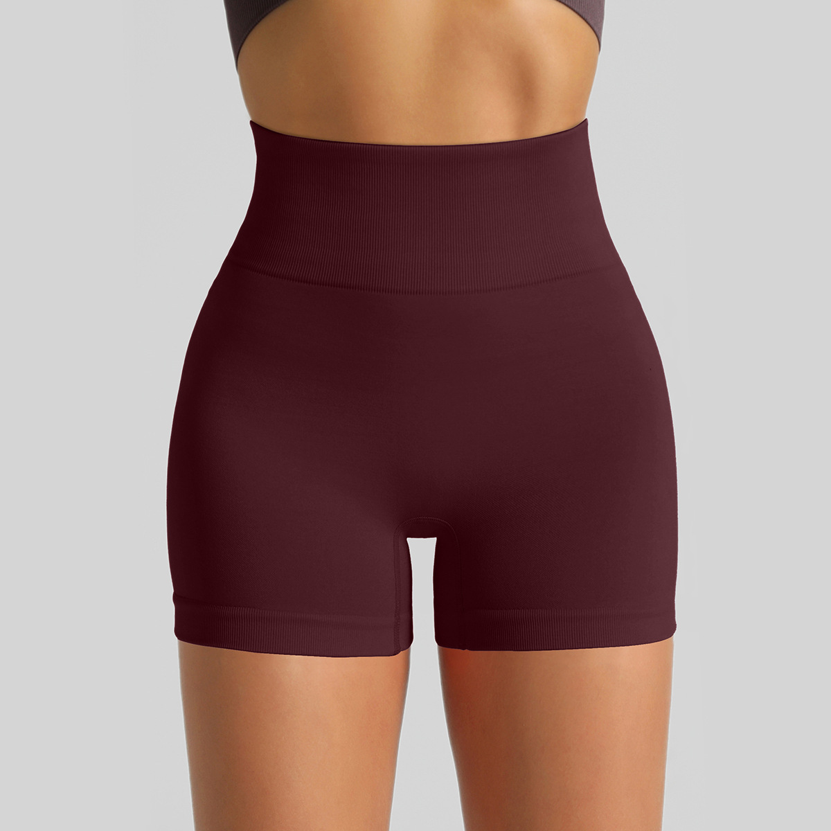 Women's Seamless Knit Yoga Shorts, High Waist Lifting Scrunch Butt Tight Workout Running Sports Shorts