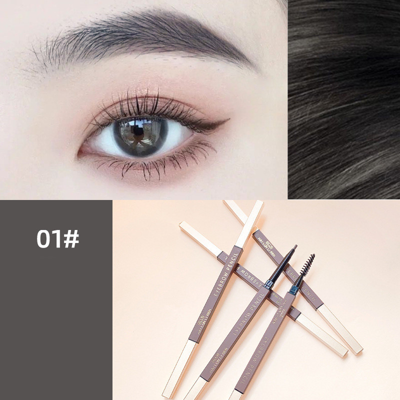 Super Fine Double Head Eyebrow Pencil Automatic Rotation Sketch Waterproof And Non Smudging Black - Shop at LoveMi