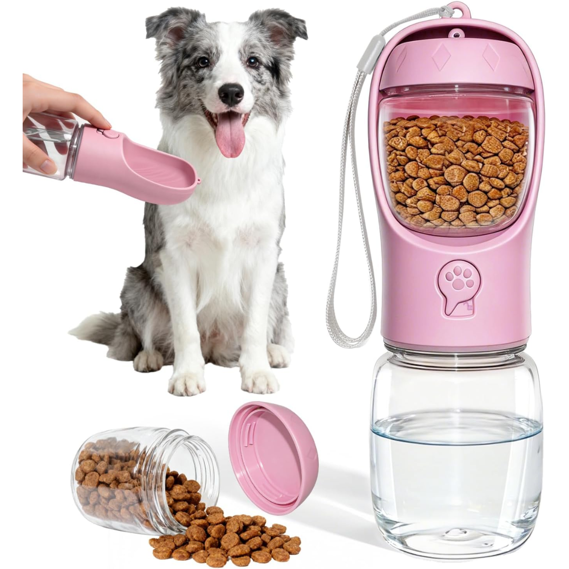 Portable Dog Water Bottle With Food Container, Drinking Bottle For Travel 2 In 1 Dog Water Bowl, Leak Proof Pet Water Dispenser, BPA Free, Puppy Essentials, For Walking Hiking — foto 5