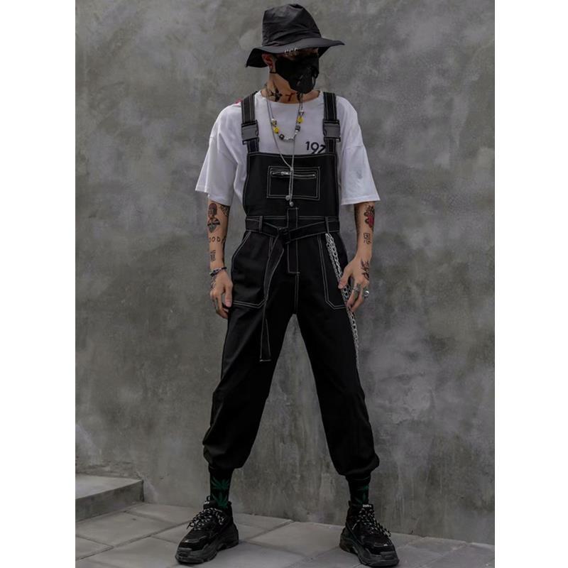 Men's Black Fashion Personality Workwear One-piece Suspender