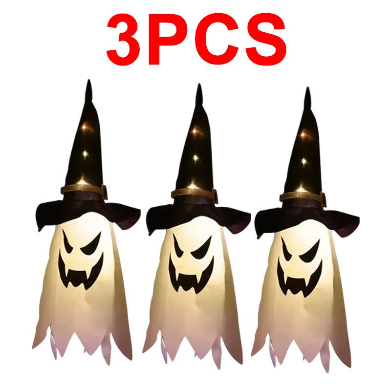 3 & 6x Halloween LED Ghost Witch Hat Light Outdoor Garden Prop Party Hanging — image 4