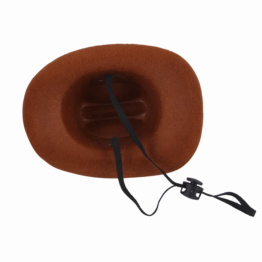 Pet Dog Cowboy Hat Headgear Cat Funny Headwear Outdoor Adjustable Dog Caps Performance Photo Props Cosplay Accessories - Brown