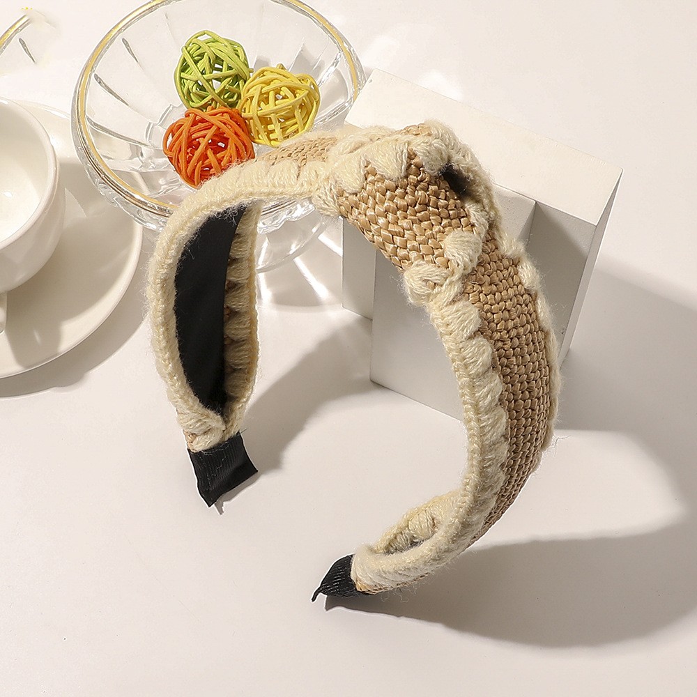 Wool Lafite Hairband Simple Cross Knot Creamcolored - Shop at LoveMi