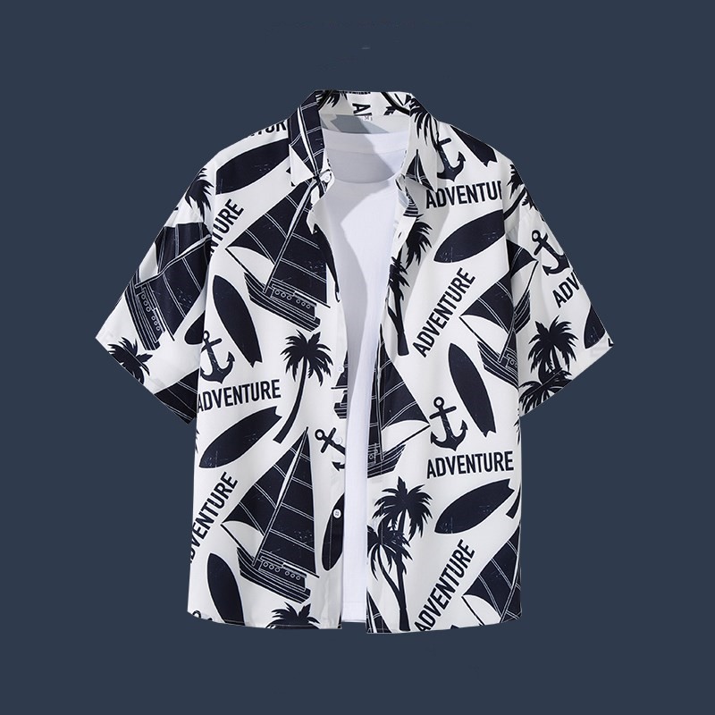 Title 15, Camisa Havaiana Masculina Manga Curta Solta Cas...