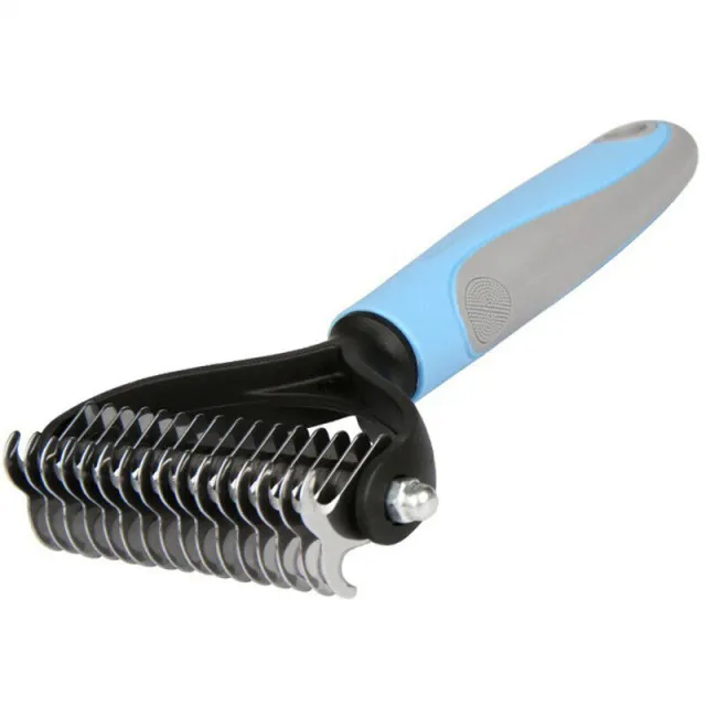 Grooming Brush For Pet Dog Cat Deshedding Tool Rake Comb Fur Remover Reduce 2 Side Dematting Tool For Dogs Cats Pets Grooming Brush Double Sided Sh... Blue - Shop at LoveMi