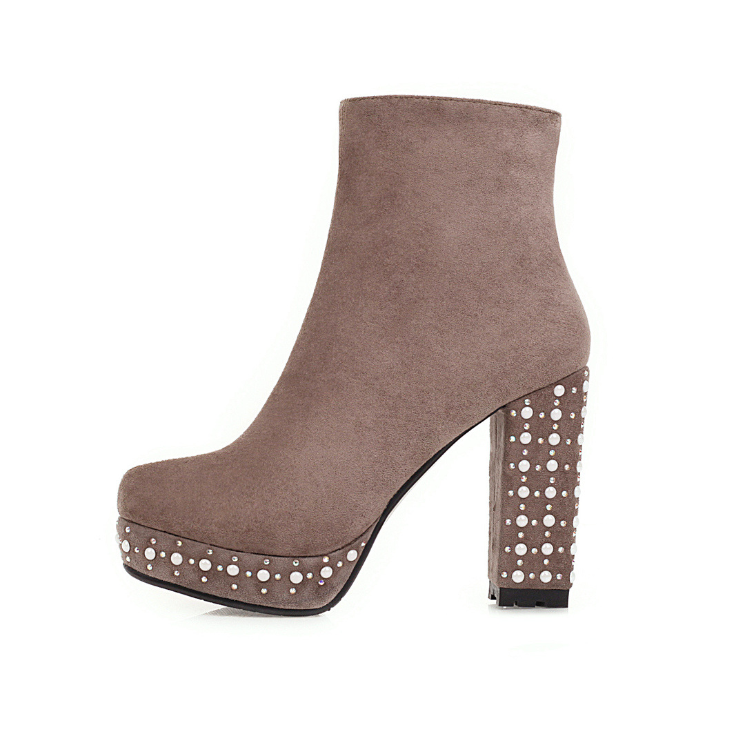 Title 3, Super High-heeled Slim Simple Suede Single Boots