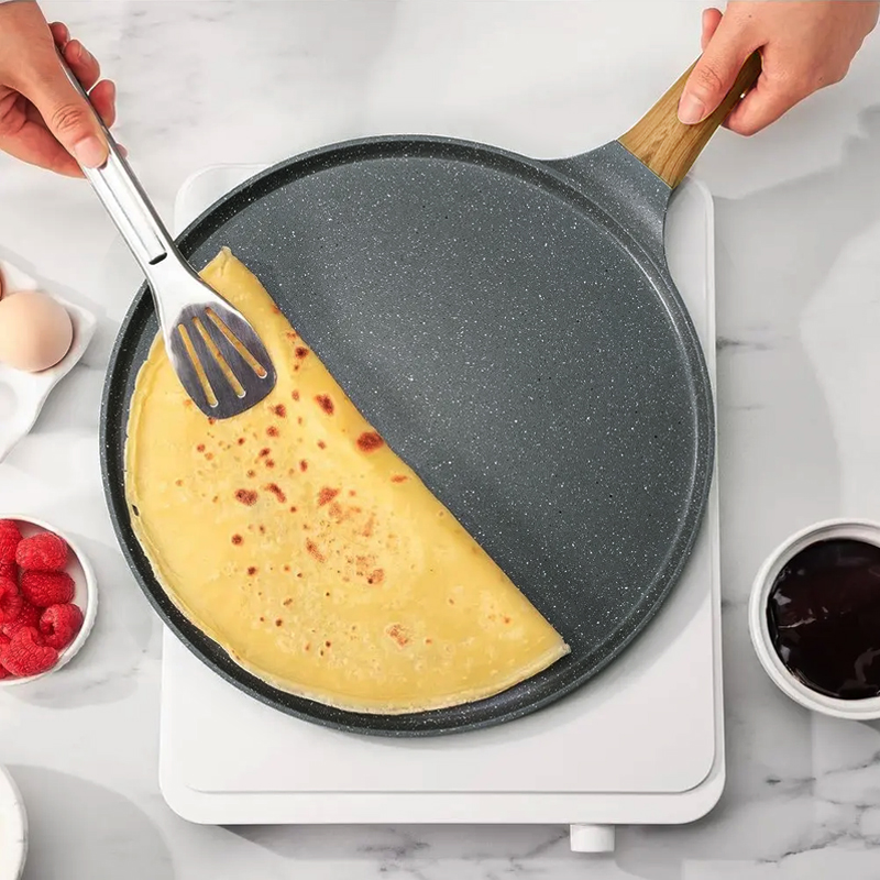 Nonstick Crepe Pan Flat Skillet Tawa Griddle Turner Roti Dosa Pancake Frypan Hot - thumbnail