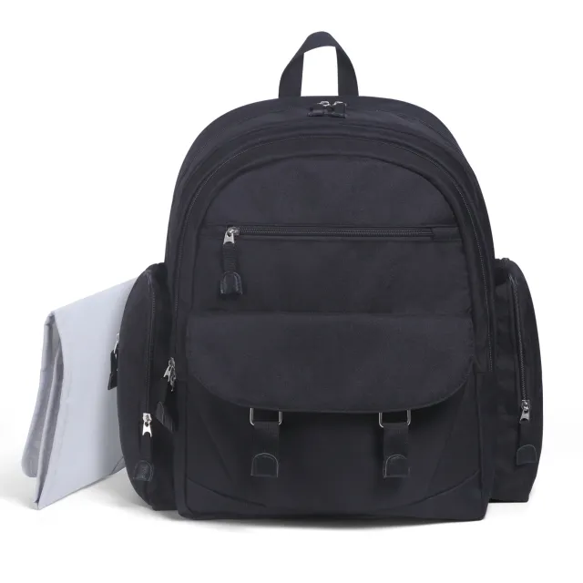 Large capacity Waterproof Mommy Bag Double Buckle With Changing Pad Black - Shop at LoveMi
