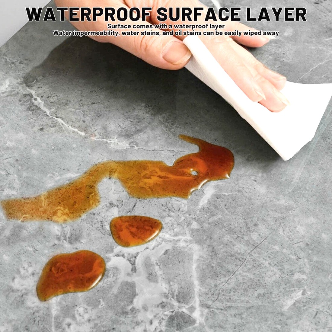 12Pcs PVC Marble Tiles Wall Sticker Self-Adhesive Stick Kitchen Bathroom Decor