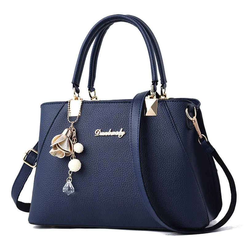 New Fashion Women's Lychee Pattern One-shoulder Handbag - Blue