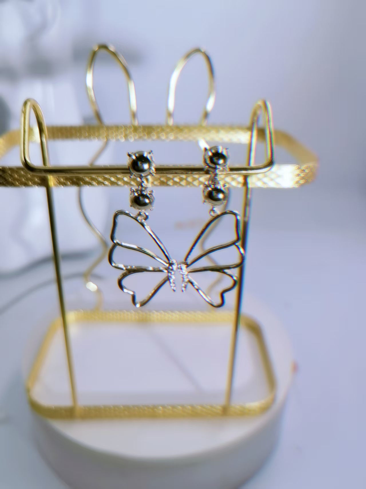 Fairy Style Double Layer Butterfly Earrings - Jewelry & Watches