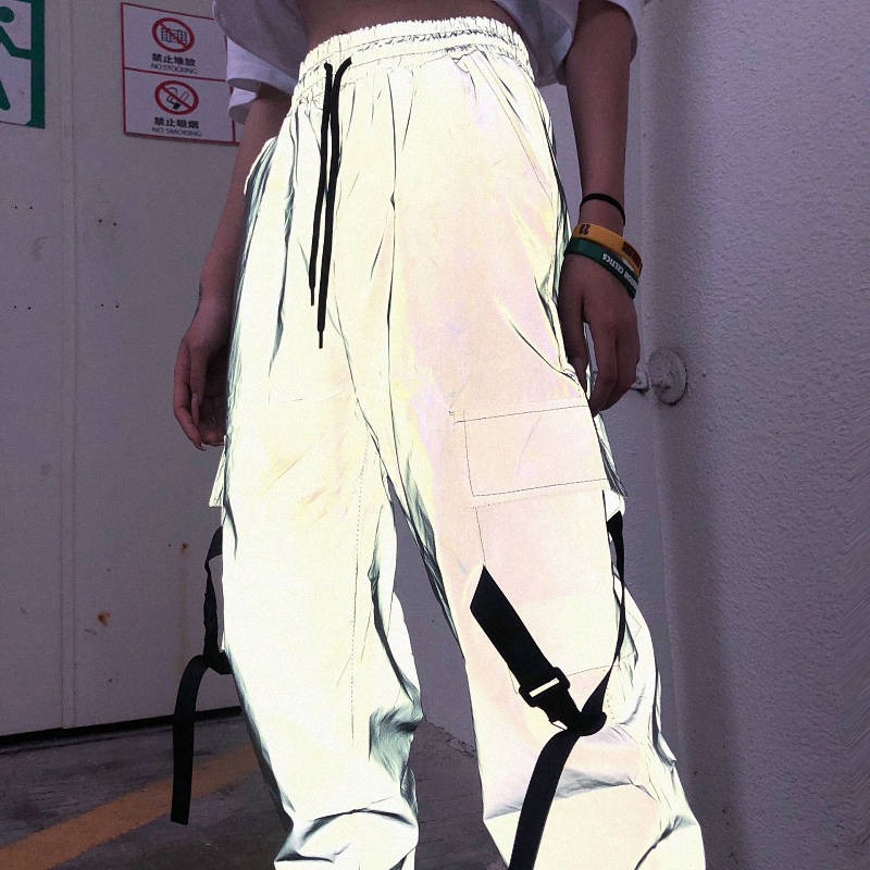 Title 14, Harajuku Fenggang Crack Reflective Pants Men