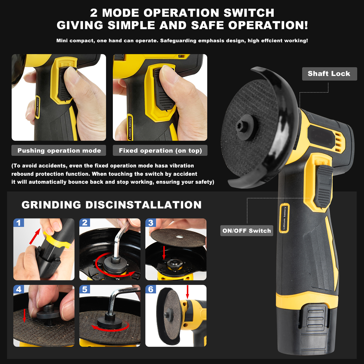 12V Mini Angle Grinder Rechargeable Grinding Tool Polishing Grinding Machine — foto 6