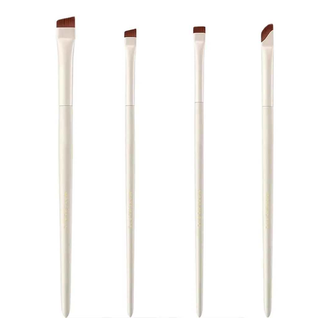 Angled Eyeliner & Brow Brush Set Ultra Thin Precision Brushes For Gel Liner & Brows. Includes Leather Case - Without Leather Case