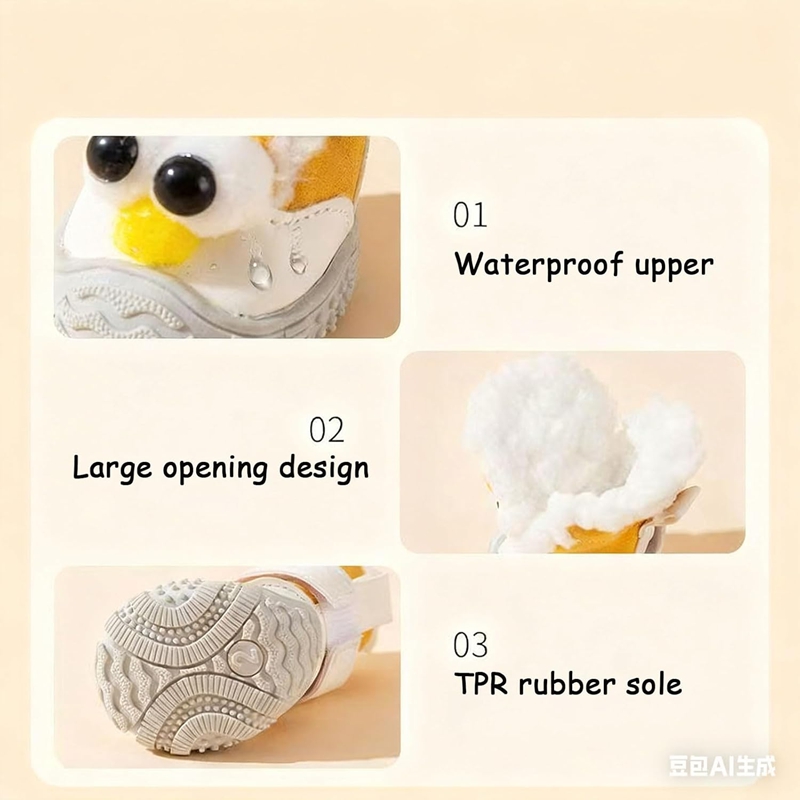 Autumn And Winter Dog Shoes, Thick And Warm Big-eyed Cotton Shoes, Anti-slip And Wear-resistant Teddy Pet Shoes For Winter Outings