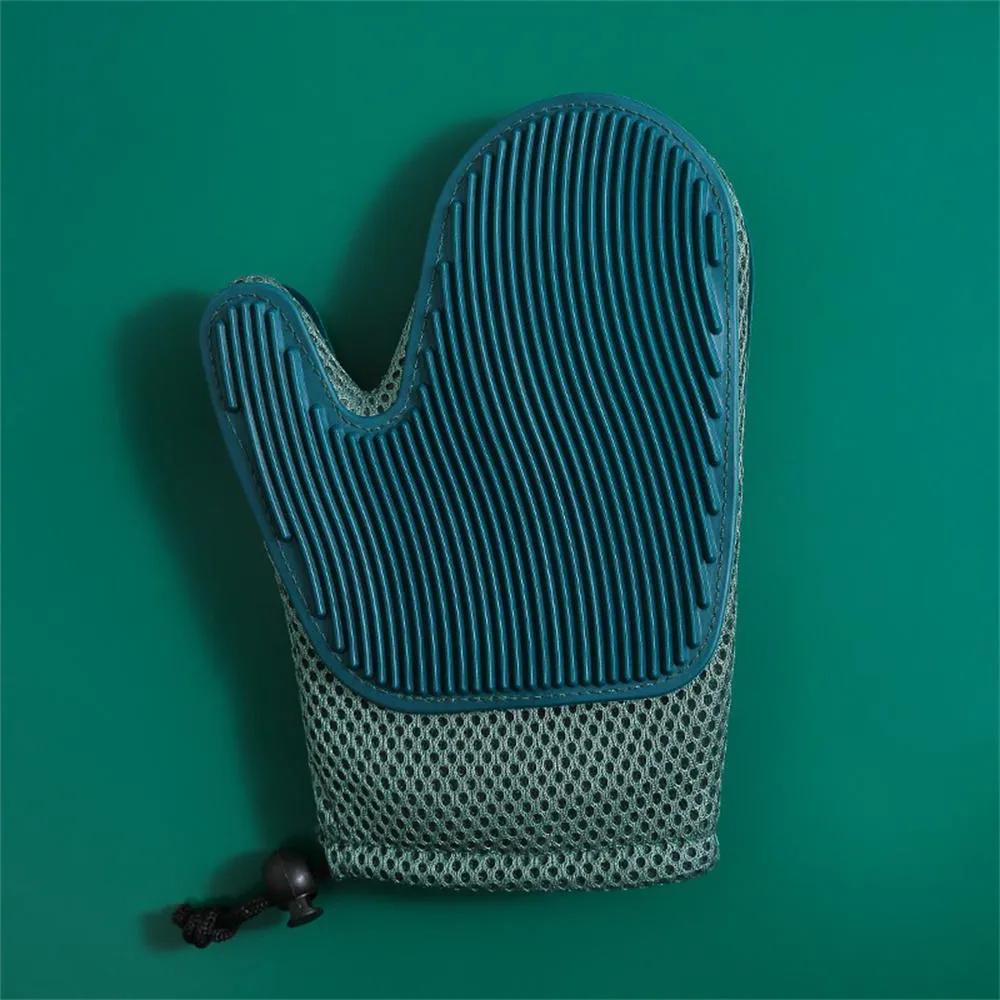 Cat Hair Glove Pet Fur Remover Glove Dog Grooming Glove Brush For Shedding Pet Hair Remover Mitt Cleaner Grooming Glove - Dark Blue