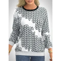 Women's Digital Printing Raglan Sleeve Sweater - Color03-S - View 1