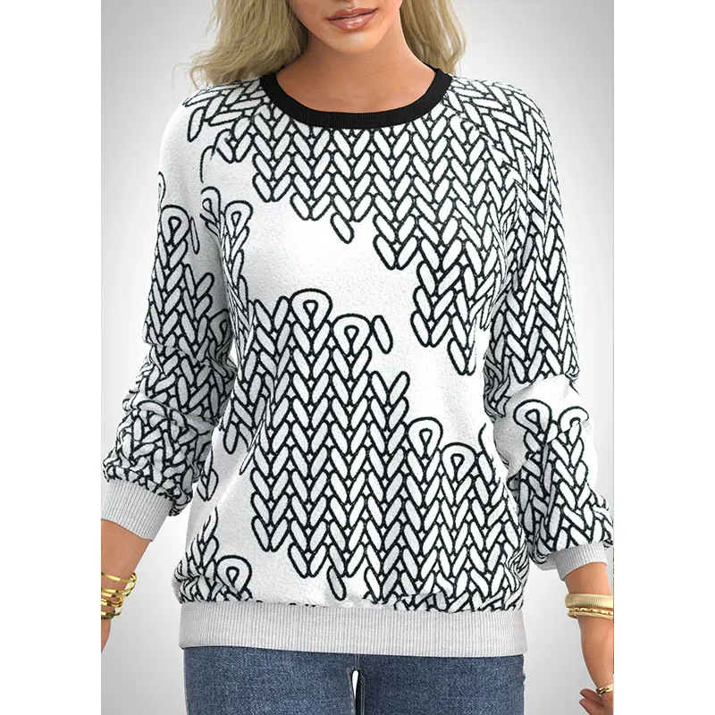 Women's Digital Printing Raglan Sleeve Sweater - Color03