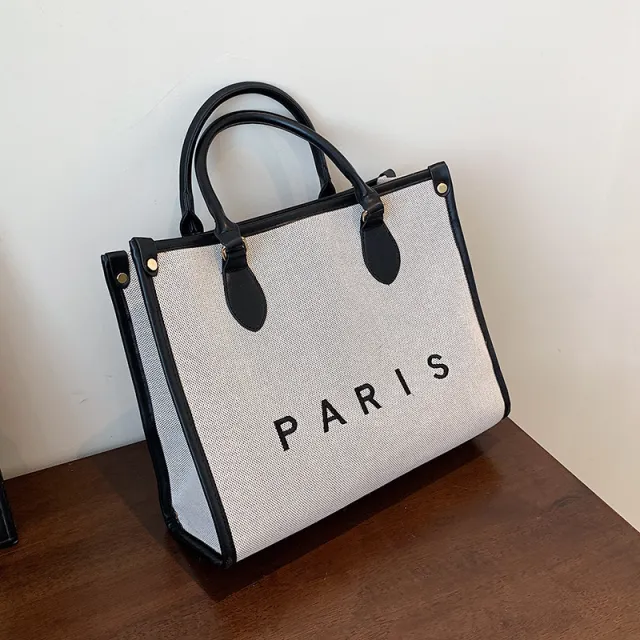 Literary Large capacity Simple Design Portable Shoulder Tote Bag Black - Shop at LoveMi