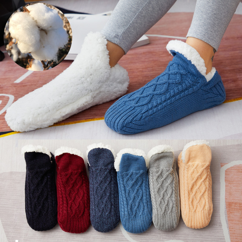 Winter Woolen Socks Women Thicken Warm Home Bedroom Socks Slippers Men  Non-slip Foot Warmer Snow Socks Calcetines Mujer - CJdropshipping