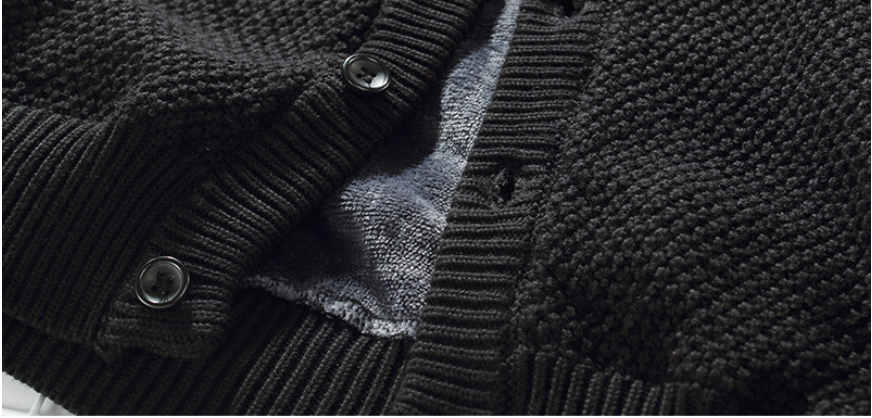 Cardigan Round Neck Plus Velvet Thick Trendy Sweater Handsome Boy Jacket