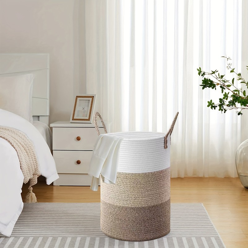 58L Cotton Rope Basket Large Blanket Woven Storage Organiser Nursery Laundry