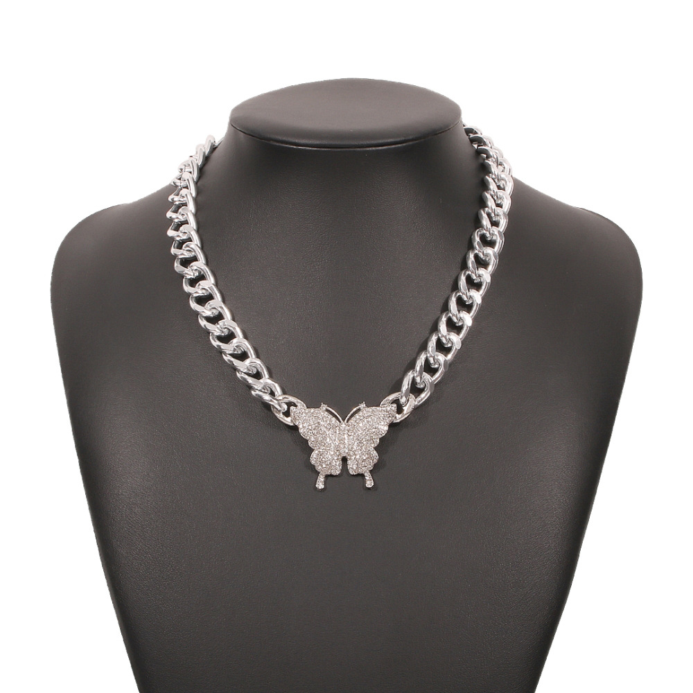 Necklace Alloy Diamond-studded Butterfly Fashion Personality Clavicle Chain