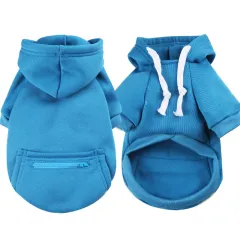 Autumn And Winter Dog Zipper Pocket Clothes Cat Sweater - Blue - View 1