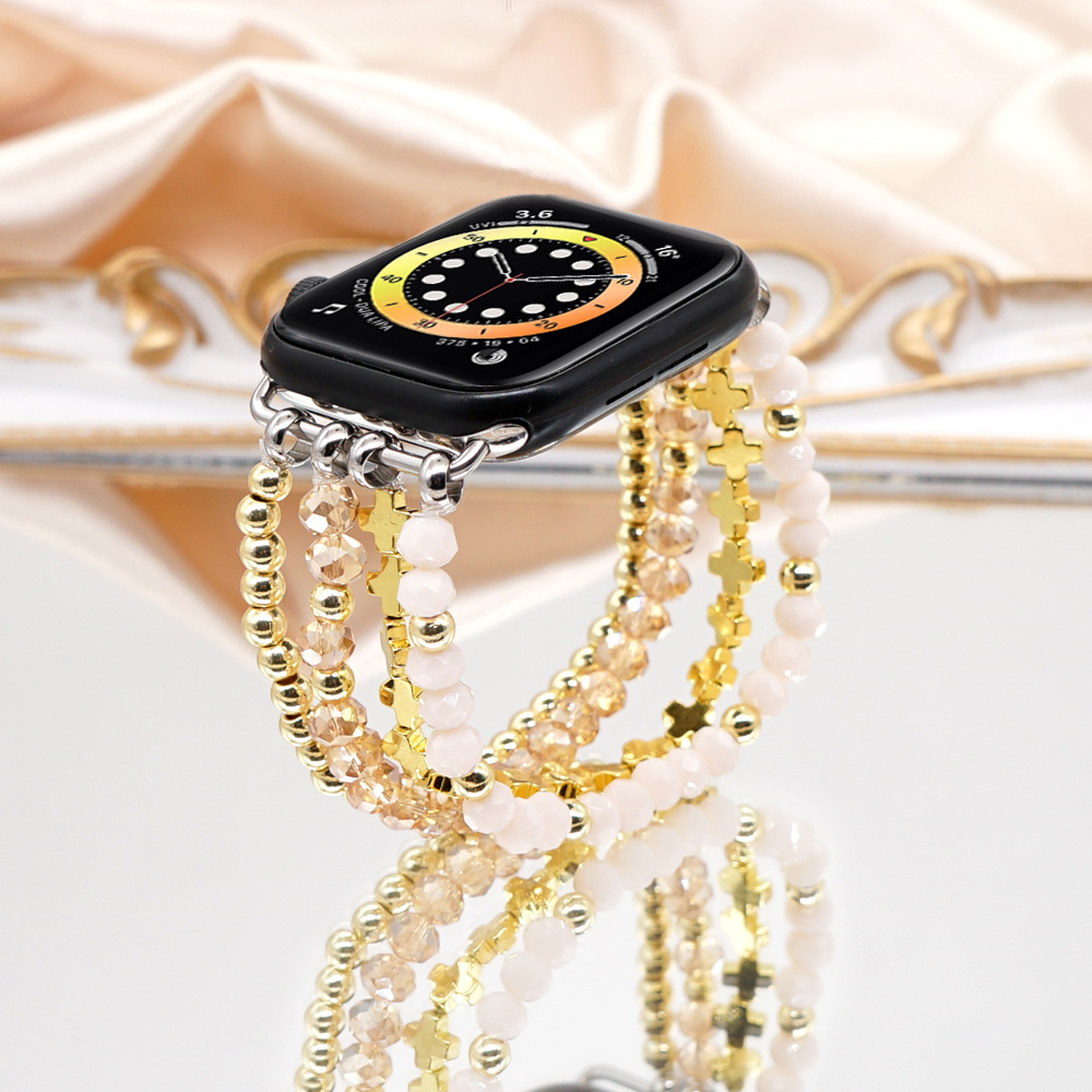 Fashion Crystal Bead Cross Watch Strap