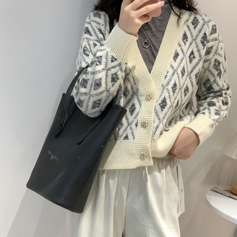 Short Diamond Knit Cardigan Sweater Coat