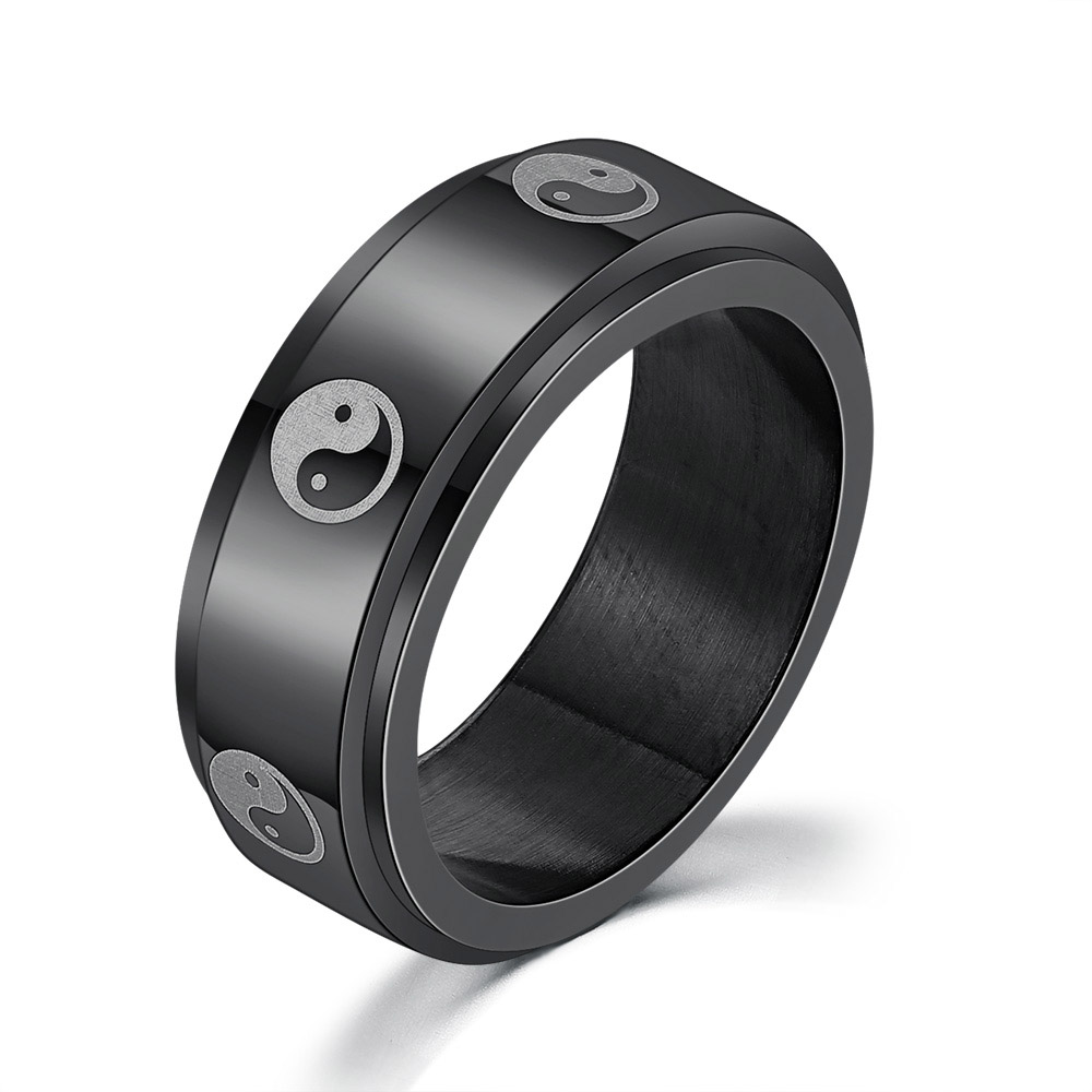 Titanium Steel Rotating Ring Stainless Steel Men's Double Rotating Ring