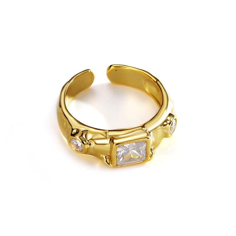Small Design Minimalist Irregular Surface Micro-inlaid Zircon