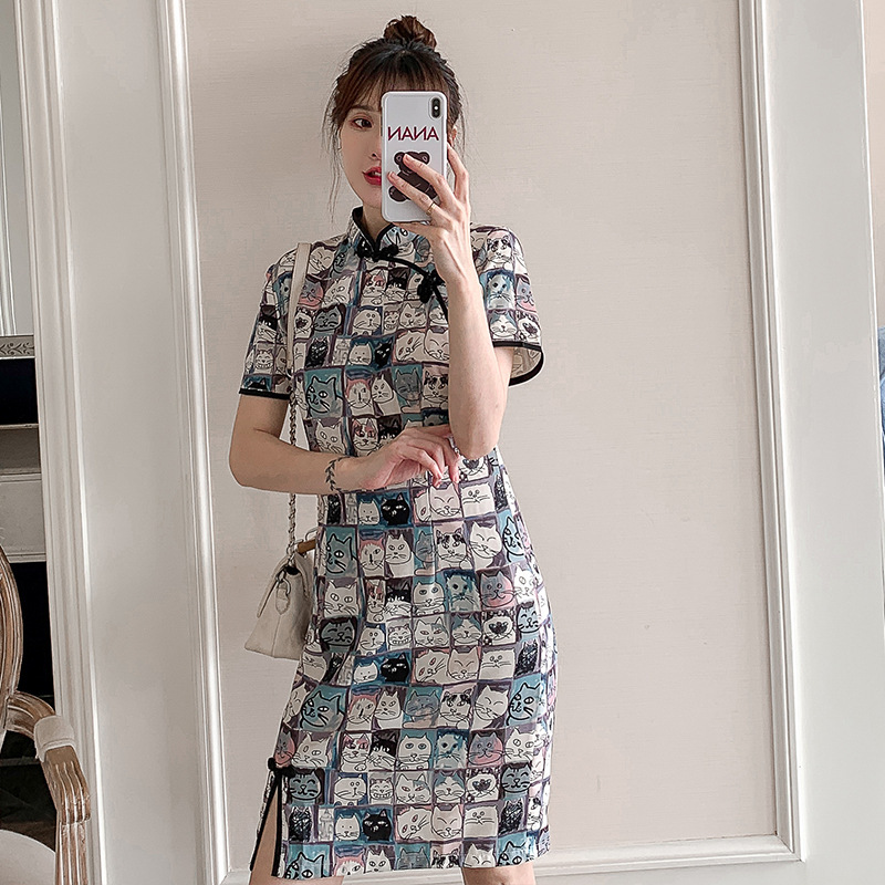 Short-Sleeve Cheongsam Day Dress, picture 6 of 7