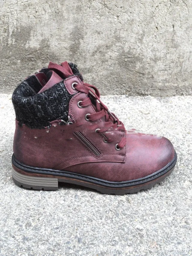 Low Heel Lace European And American Retro Cotton Boots Wool Stitching Purple - Shop at LoveMi