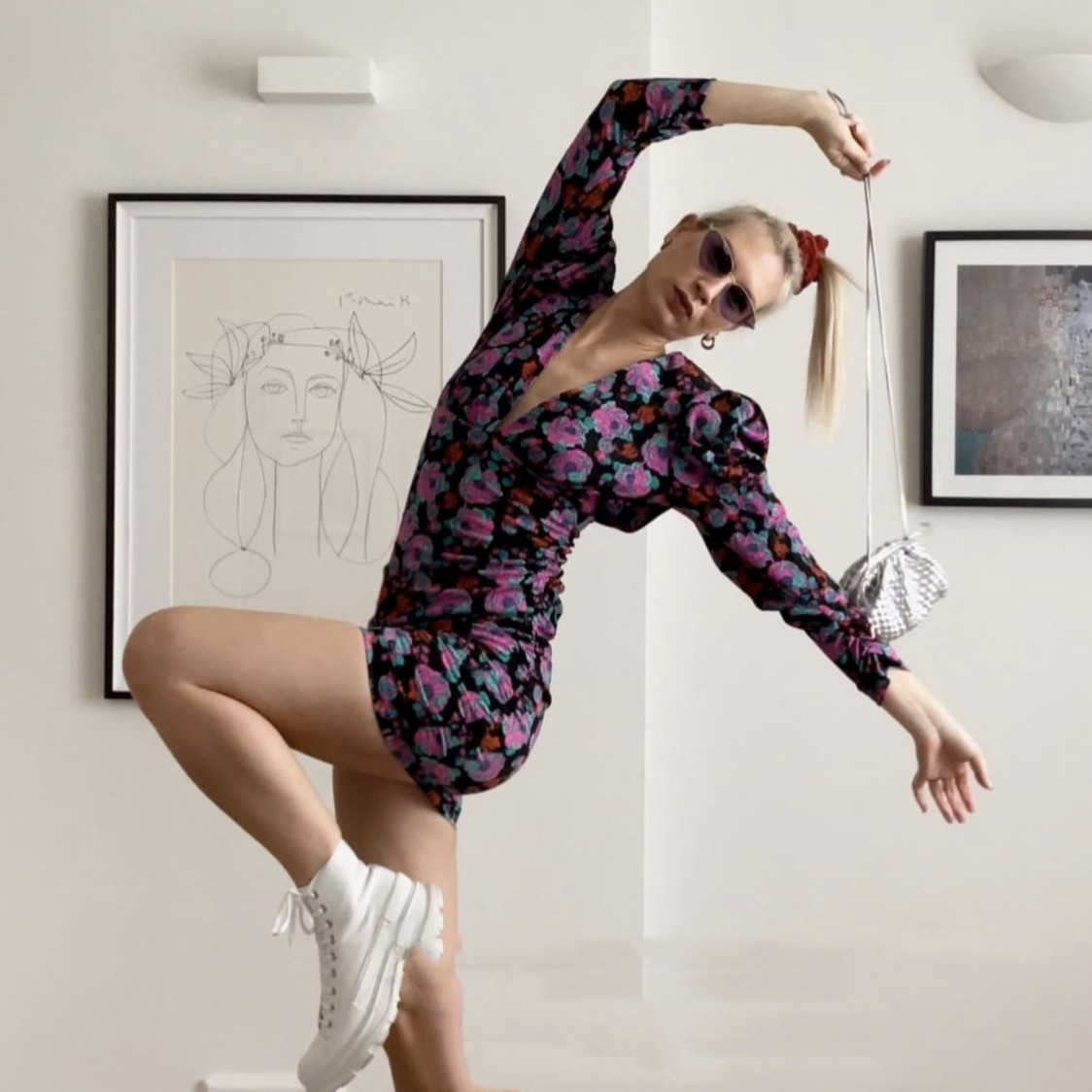 Women's Retro Design Sense Niche Print Dress