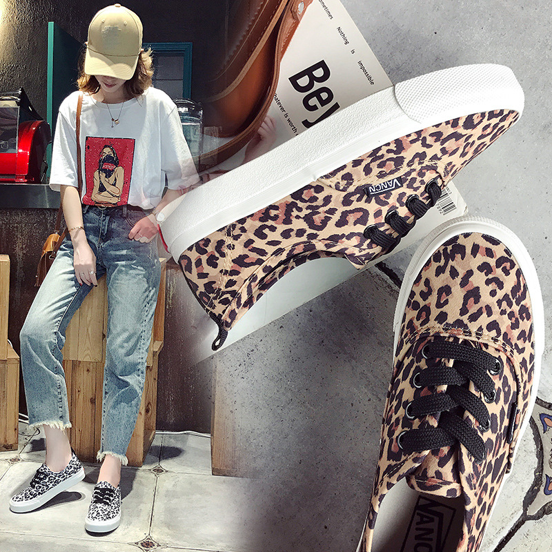 New Leopard Print Canvas Shoes Women's Casual Sports Shoes