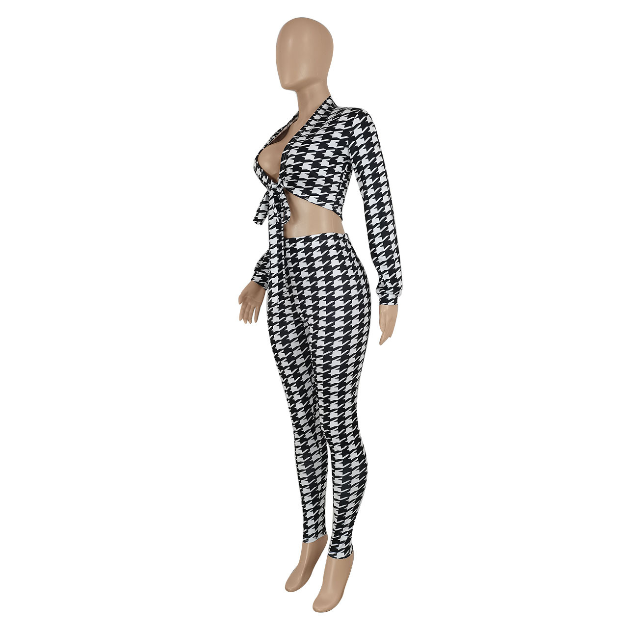 Shirt And Pants Houndstooth Print Suit
