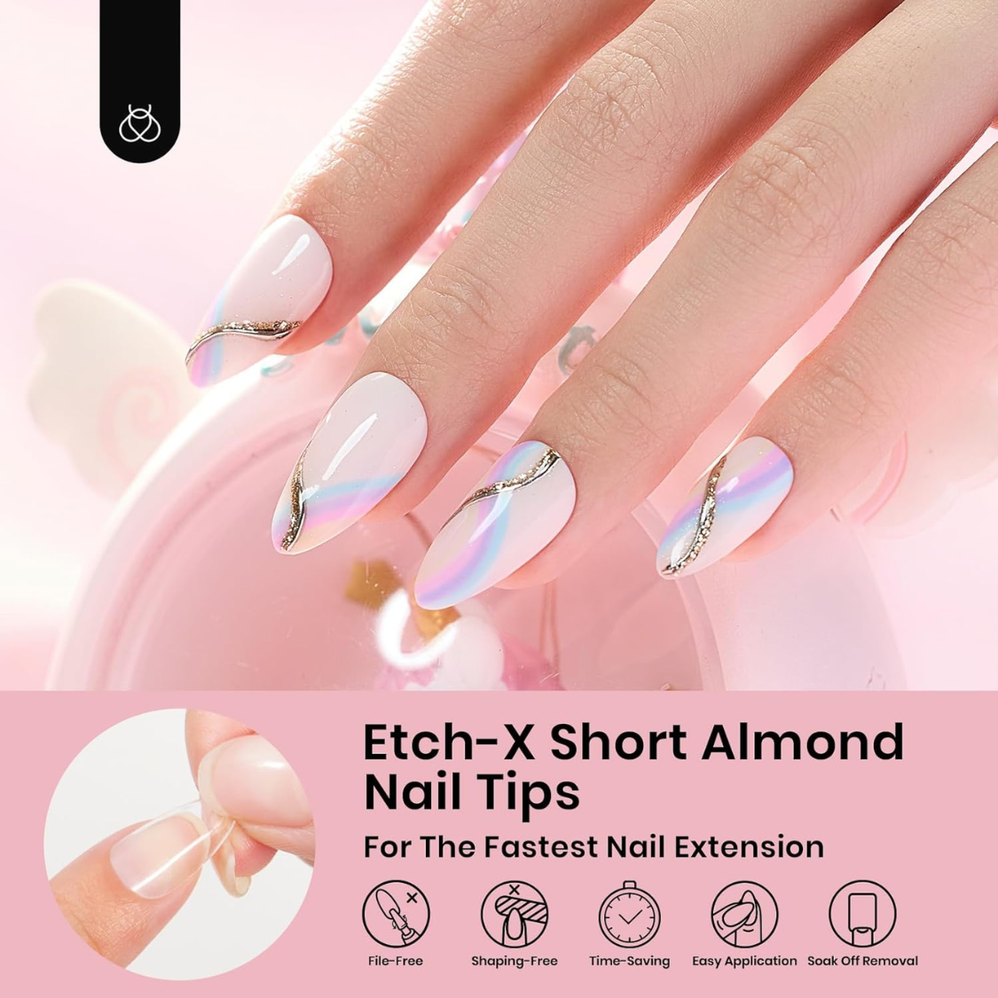 Beetles Soft Gel Nail Tips Short Almond 288pcs In 12 Sizes — foto 3