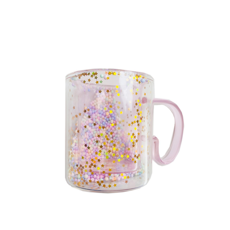 Double Layer Quicksand Bubble Cup Heat Insulation And Anti Scalding Beverage Juice Glass