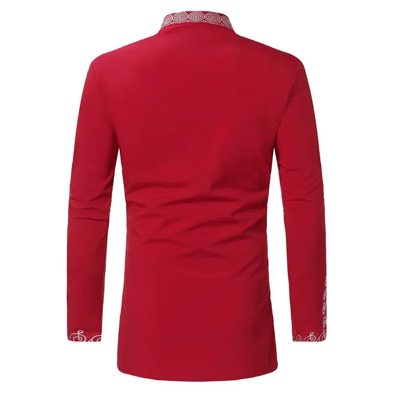 Fashion Men's Printed Long Sleeve Stand Collar Shirt