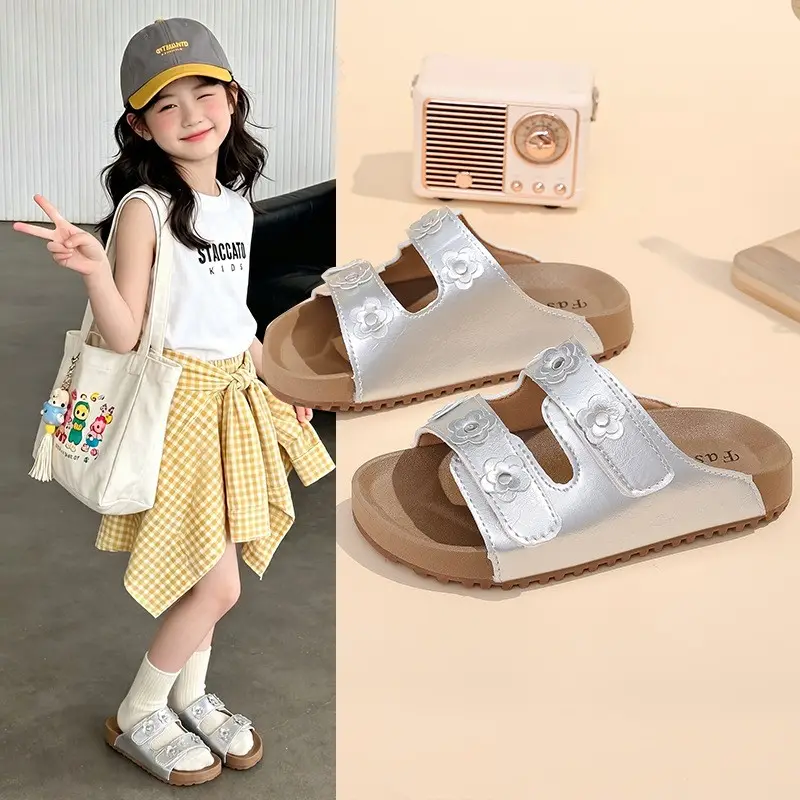 2026 New Girls Floral Rhinestone Slide Slippers